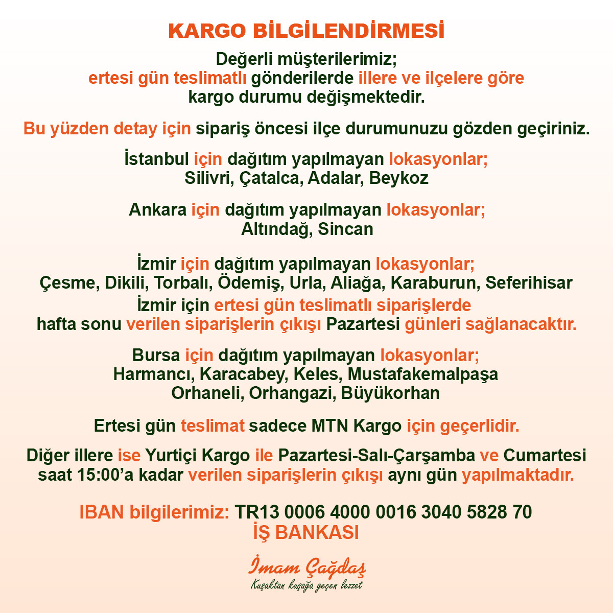 KARGO BİLGİLENDİRMESİ